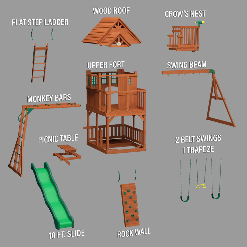 Skyfort II Cedar Swing Set (Single Color)