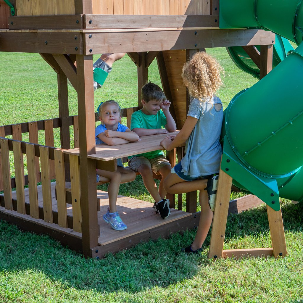 skyfort wooden swing set with tube