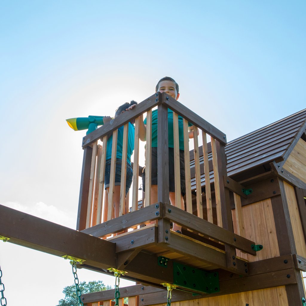 skyfort wooden swing set with tube