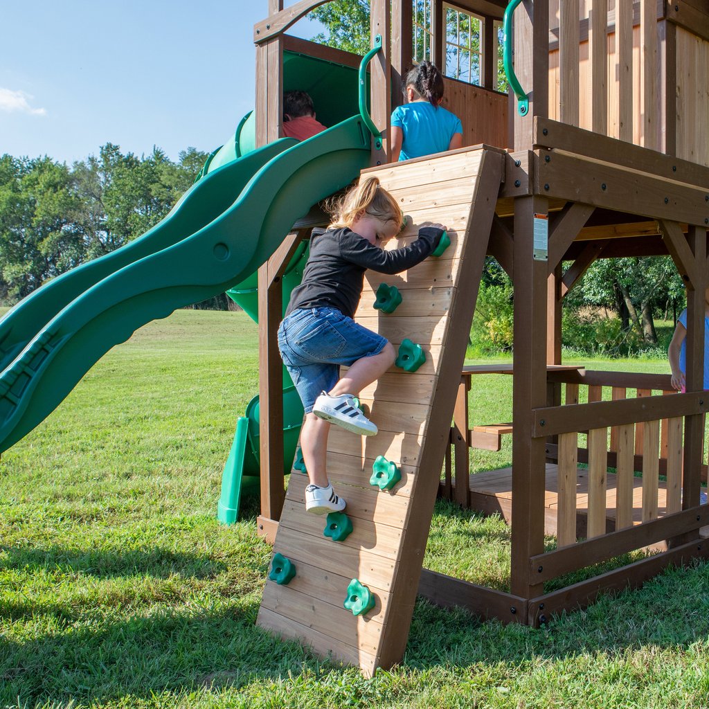 skyfort wooden swing set with tube